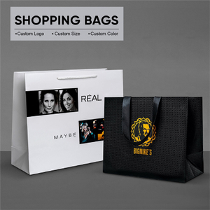 Wholesale Elegant Black Boutique Custom Logo Hard Paper Bags