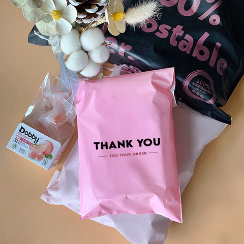 Pink Recycled Poly Mailers Custom Printed Mailing Bags Courier Waterproof