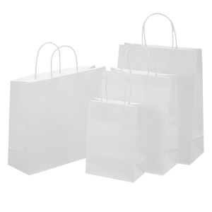 Custom Retail Shopping Logo White Kraft Paper Bags with Handle
